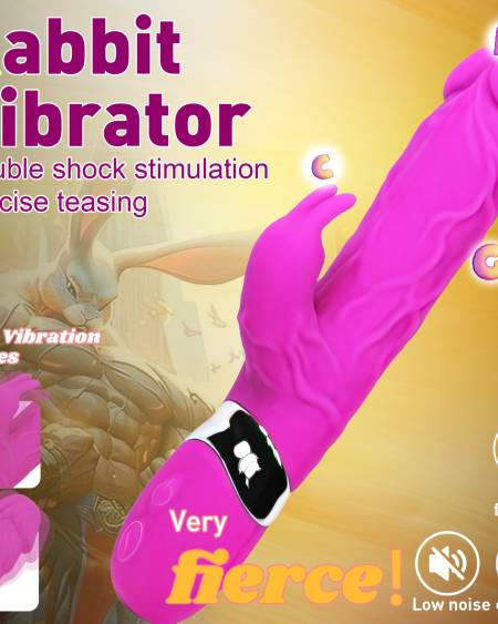 10 Vibration Modes with G Spot Clitoral Dual Massage Rabbit Shaped Vibrator, - Rose Red-1