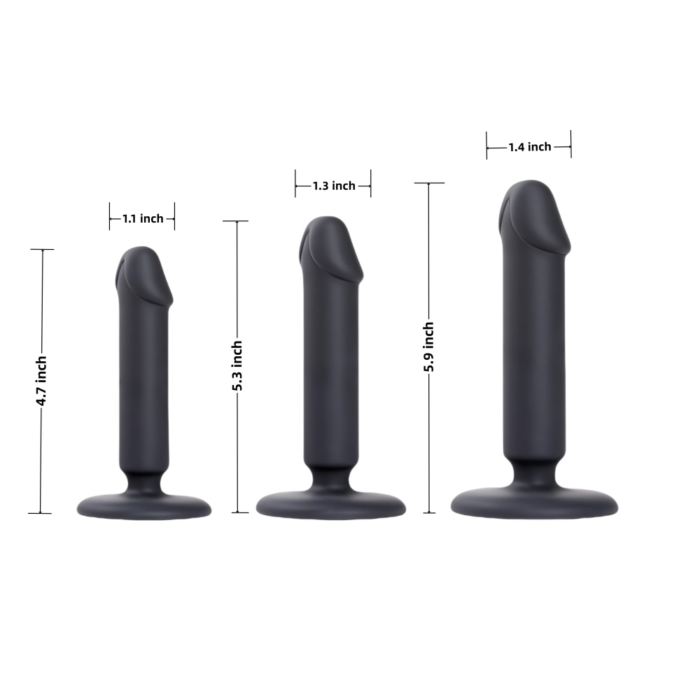 Black 3-Piece Silicone Dildo Set - Image 3