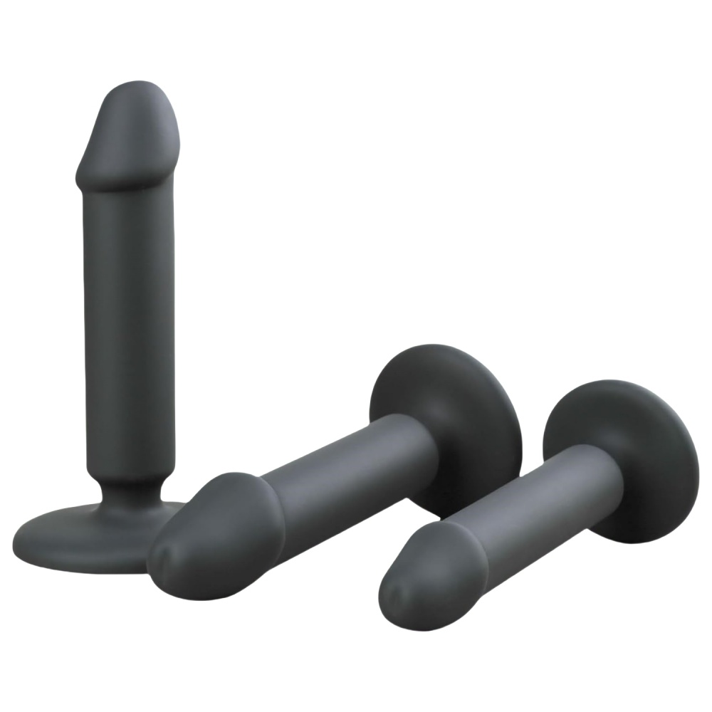 Black 3-Piece Silicone Dildo Set - Image 6