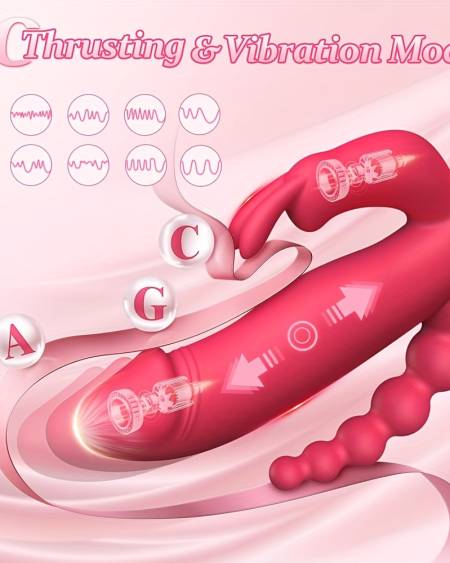 10 Vibrating Modes Silicone Thrusting Dildo Rabbit Vibrator