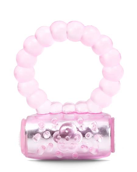 Beaded Silicone Vibrating Ring with Tongue Tease